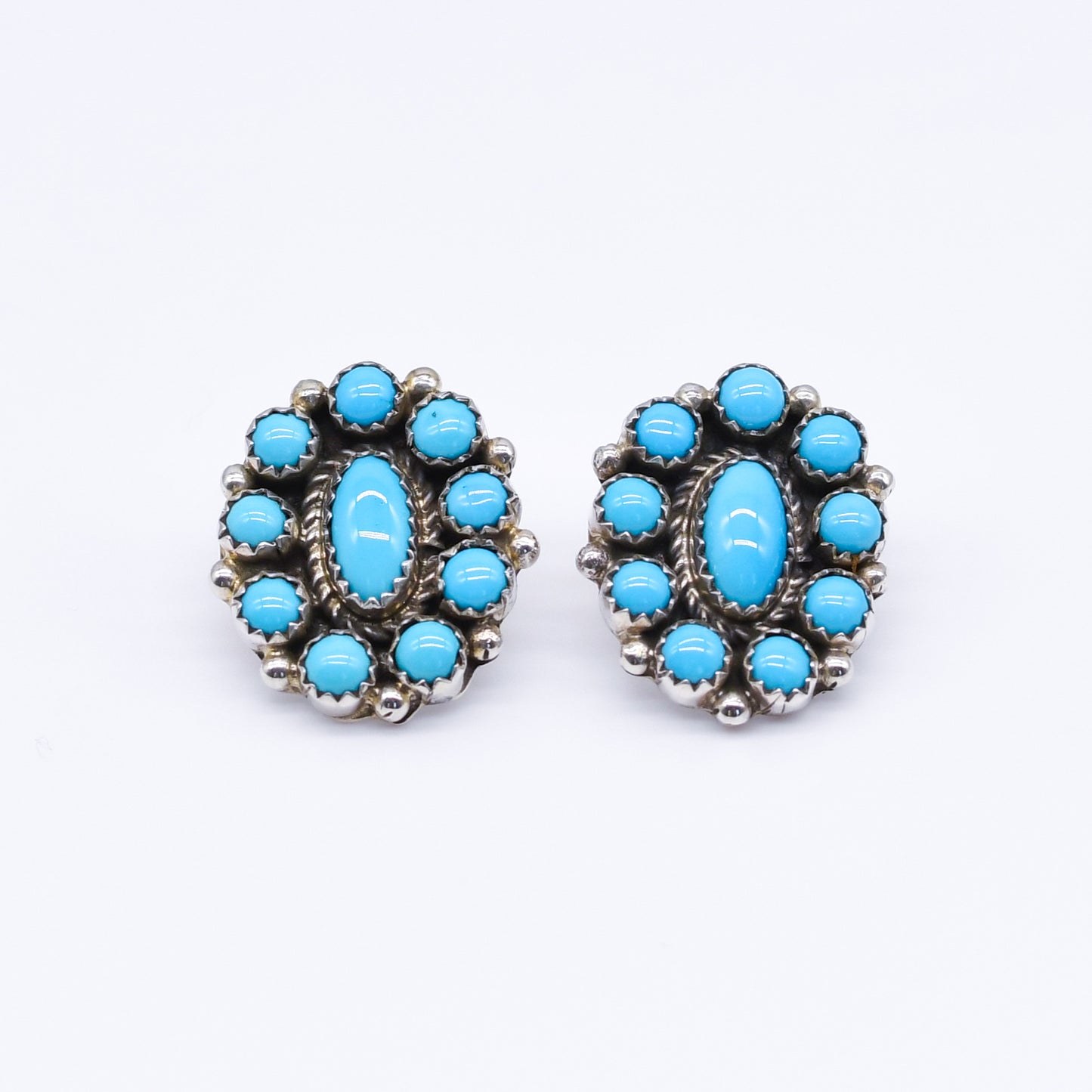 Turquoise Cluster Earrings -Sally Yazzie-