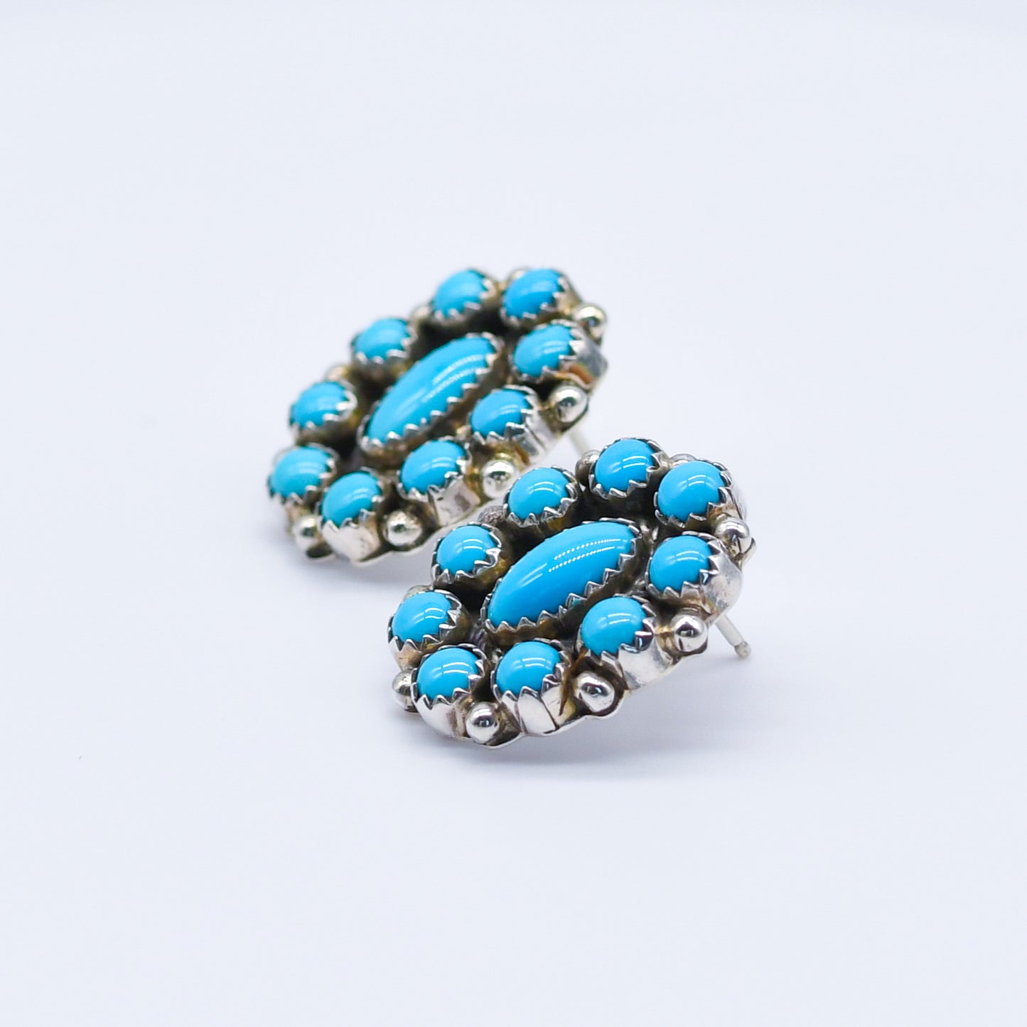 Turquoise Cluster Earrings -Sally Yazzie-