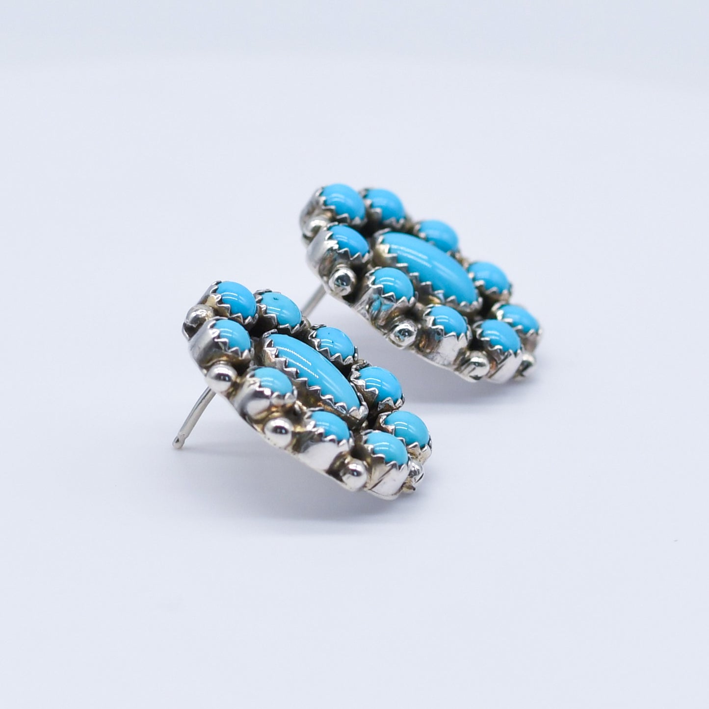 Turquoise Cluster Earrings -Sally Yazzie-